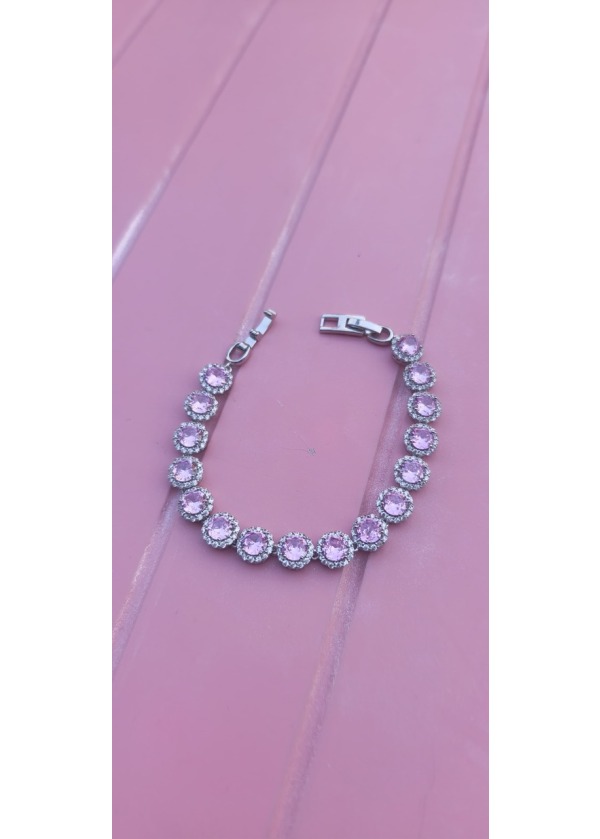 Zirkon Taşlı Pembe Bileklik 