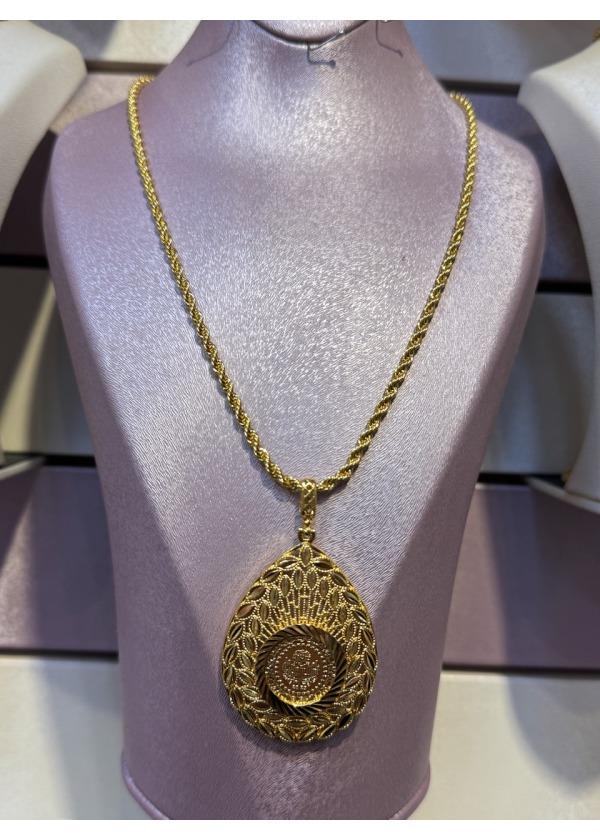 Altın kaplama çeyrek altınlı kolye 