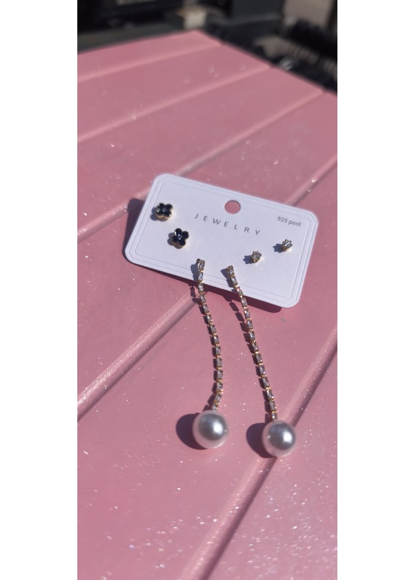 Gümüş uçlu set küpe 